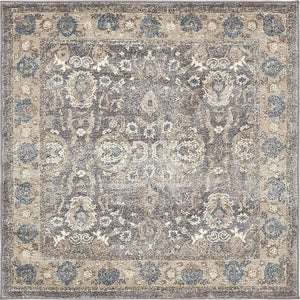 Gray 4' x 4' Salzburg Square Area Rug Stain Resistant Easy Clean Traditional Classic Design Durable Carpet for Affordable Interior Home Decorating for Sale at Rug Engine