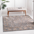 Gray 4' x 4' Salzburg Square Area Rug Stain Resistant Easy Clean Traditional Classic Design Durable Carpet for Affordable Interior Home Decorating for Sale at Rug Engine