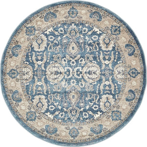 Light Blue 4' 1 x 4' 1 Salzburg Round Area Rug