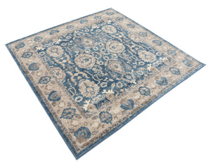 Light Blue 5' x 5' Salzburg Square Area Rug Stain Resistant Easy Clean Traditional Classic Design Durable Carpet for Affordable Interior Home Decorating for Sale at Rug Engine