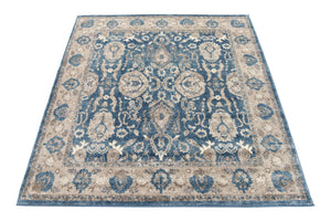 Light Blue 5' x 5' Salzburg Square Area Rug Stain Resistant Easy Clean Traditional Classic Design Durable Carpet for Affordable Interior Home Decorating for Sale at Rug Engine