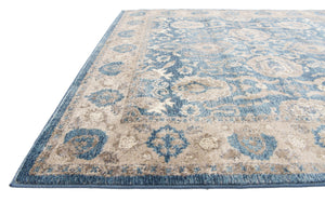 Light Blue 5' x 5' Salzburg Square Area Rug Stain Resistant Easy Clean Traditional Classic Design Durable Carpet for Affordable Interior Home Decorating for Sale at Rug Engine