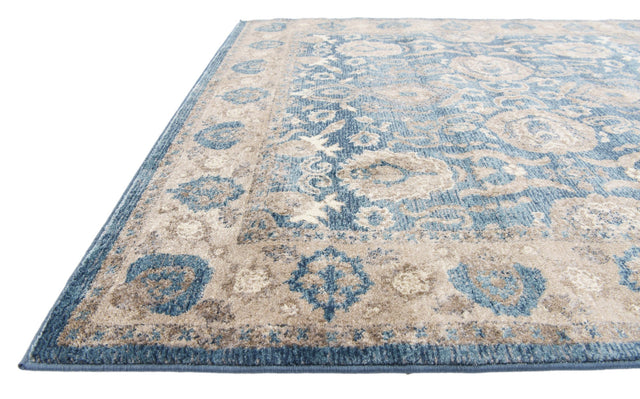 Light Blue 5' x 5' Salzburg Square Area Rug Stain Resistant Easy Clean Traditional Classic Design Durable Carpet for Affordable Interior Home Decorating for Sale at Rug Engine