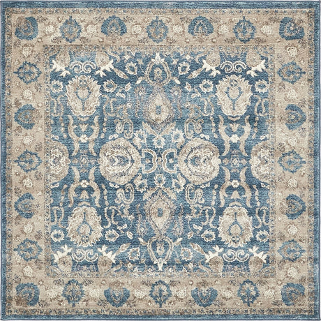 Light Blue 5' x 5' Salzburg Square Area Rug