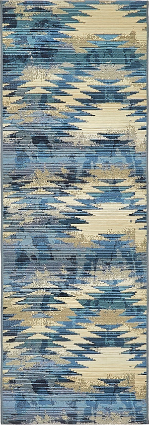 Blue 2' x 6' 1 Outdoor Modern Runner Rug