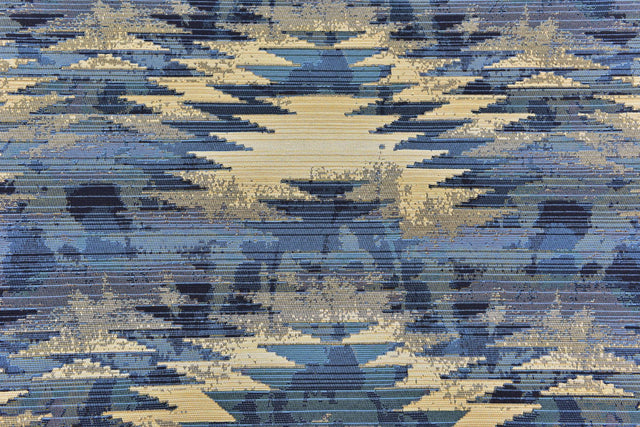 Blue 8' x 8' Outdoor Modern Round Rug
