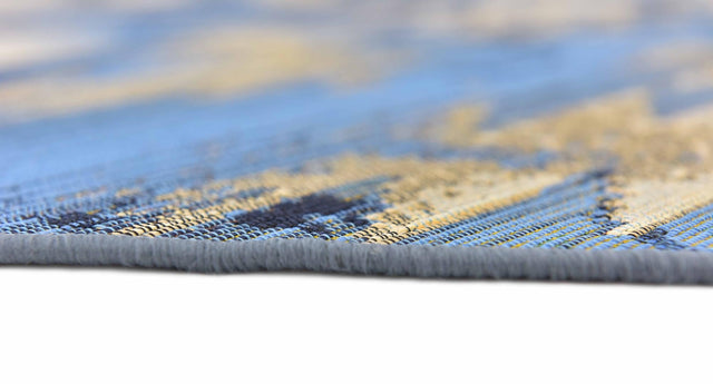 Blue 8' x 8' Outdoor Modern Round Rug