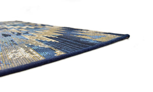 Blue 6' 1 x 6' 1 Outdoor Modern Square Area Rug Weather Resistant for Patio, Deck, Terrace, Balcony, Porch
