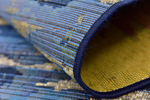 Blue 6' 1 x 6' 1 Outdoor Modern Square Area Rug Weather Resistant for Patio, Deck, Terrace, Balcony, Porch
