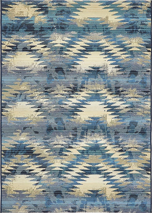 Blue 4' 1 x 6' 1 Outdoor Modern Rectangle Rug