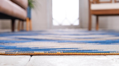 Blue 8' x 11' 4 Outdoor Modern Rectangle Area Rug Weather Resistant for Patio, Deck, Terrace, Balcony, Porch 100% Polypropylene Modern Outside Carpet for Sale at Rug Engine