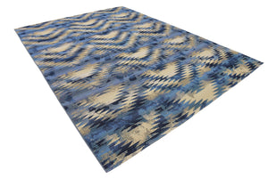 Blue 8' x 11' 4 Outdoor Modern Rectangle Rug