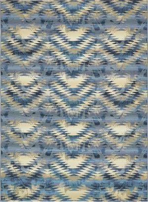 Blue 8' x 11' 4 Outdoor Modern Rectangle Rug