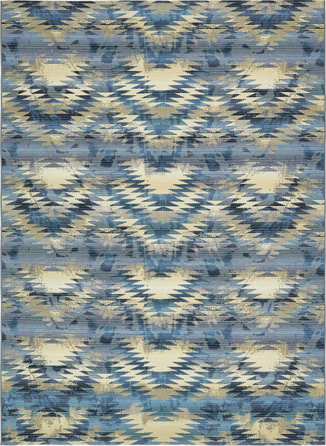 Blue 8' x 11' 4 Outdoor Modern Rectangle Area Rug Weather Resistant for Patio, Deck, Terrace, Balcony, Porch 100% Polypropylene Modern Outside Carpet for Sale at Rug Engine