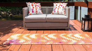 Red 2' 7 x 5' 3 Outdoor Modern Runner Area Rug Weather Resistant for Patio, Deck, Terrace, Balcony, Porch 100% Polypropylene Modern Outside Carpet for Sale at Rug Engine