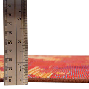 Red 2' 7 x 5' 3 Outdoor Modern Runner Area Rug Weather Resistant for Patio, Deck, Terrace, Balcony, Porch 100% Polypropylene Modern Outside Carpet for Sale at Rug Engine