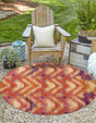 Red 8' x 8' Outdoor Modern Round Rug