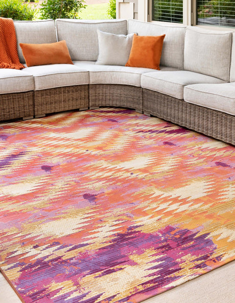Red 5' 3 x 8' Outdoor Modern Rectangle Rug