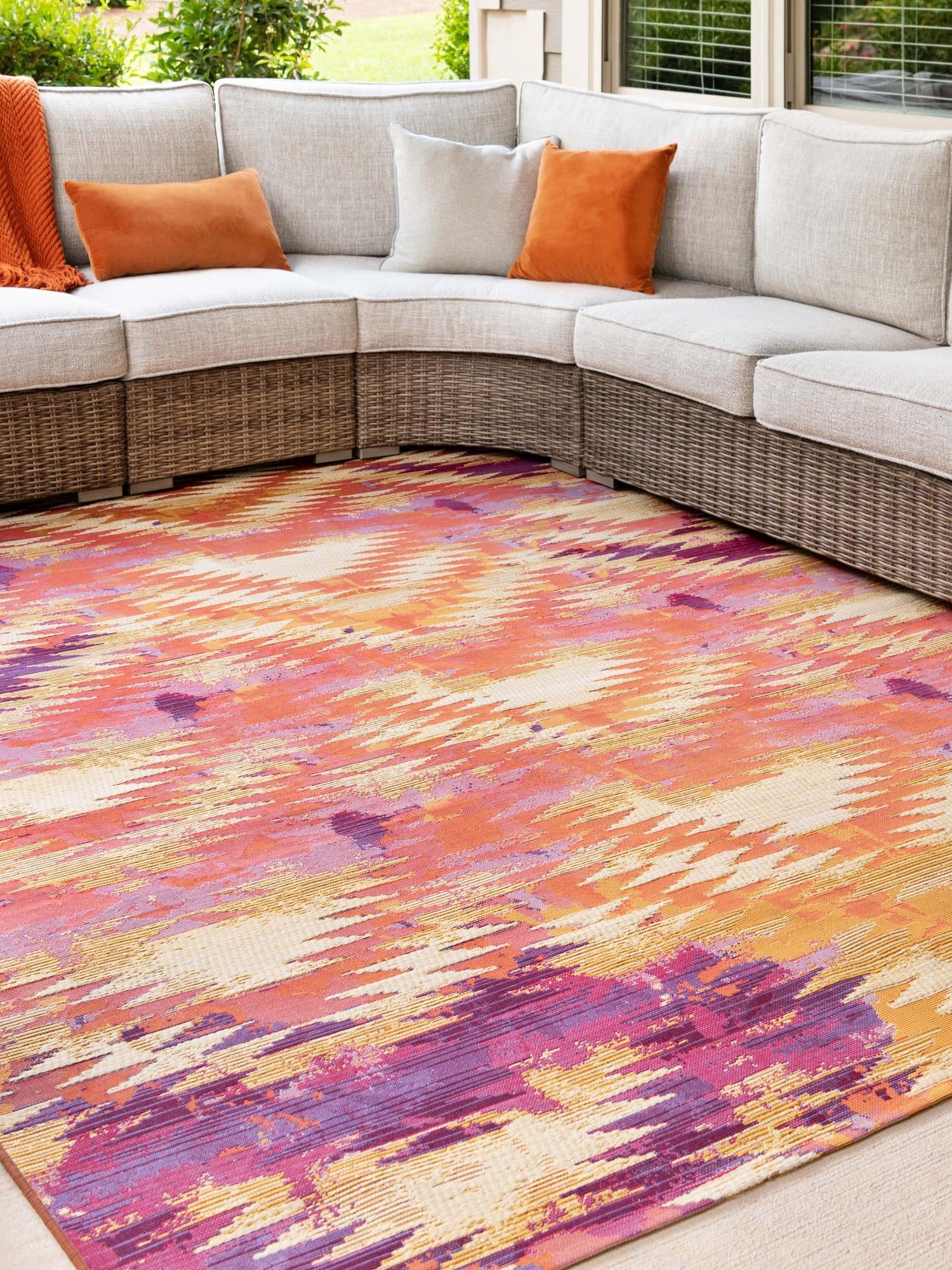 Red 2' 2 x 3' 1 Outdoor Modern Rectangle Area Rug Weather Resistant for Patio, Deck, Terrace, Balcony, Porch 100% Polypropylene Modern Outside Carpet for Sale at Rug Engine