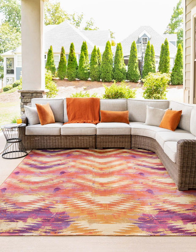 Red 4' 1 x 6' 1 Outdoor Modern Rectangle Rug