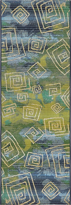 Blue 2' x 6' 1 Outdoor Modern Runner Rug