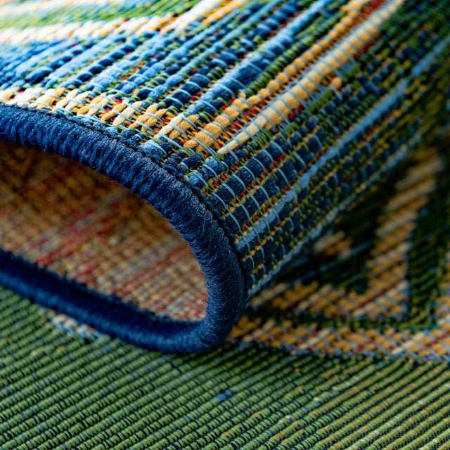 Blue 6' 1 x 6' 1 Outdoor Modern Square Rug