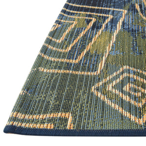 Blue 2' 2 x 3' 1 Outdoor Modern Rectangle Area Rug Weather Resistant for Patio, Deck, Terrace, Balcony, Porch 100% Polypropylene Modern Outside Carpet for Sale at Rug Engine