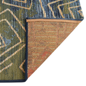 Blue 2' 2 x 3' 1 Outdoor Modern Rectangle Area Rug Weather Resistant for Patio, Deck, Terrace, Balcony, Porch 100% Polypropylene Modern Outside Carpet for Sale at Rug Engine