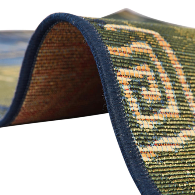 Blue 2' 2 x 3' 1 Outdoor Modern Rectangle Area Rug Weather Resistant for Patio, Deck, Terrace, Balcony, Porch 100% Polypropylene Modern Outside Carpet for Sale at Rug Engine