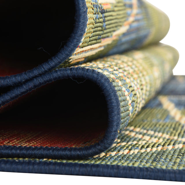 Blue 2' 2 x 3' 1 Outdoor Modern Rectangle Area Rug Weather Resistant for Patio, Deck, Terrace, Balcony, Porch 100% Polypropylene Modern Outside Carpet for Sale at Rug Engine