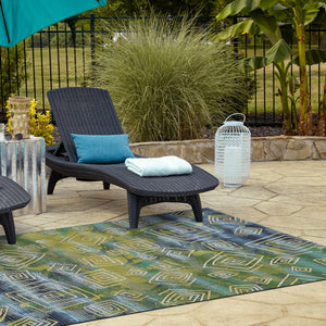 Blue 2' 2 x 3' 1 Outdoor Modern Rectangle Area Rug Weather Resistant for Patio, Deck, Terrace, Balcony, Porch 100% Polypropylene Modern Outside Carpet for Sale at Rug Engine