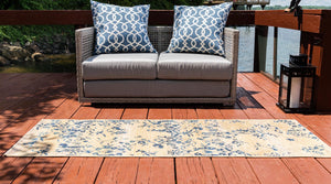 Beige 2' x 6' 1 Outdoor Botanical Runner Rug