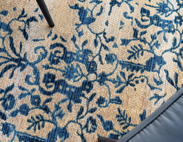 Beige 2' x 6' 1 Outdoor Botanical Runner Rug