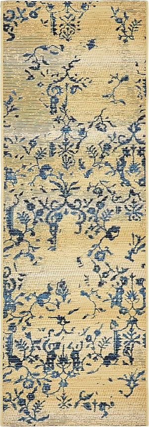 Beige 2' x 6' 1 Outdoor Botanical Runner Rug