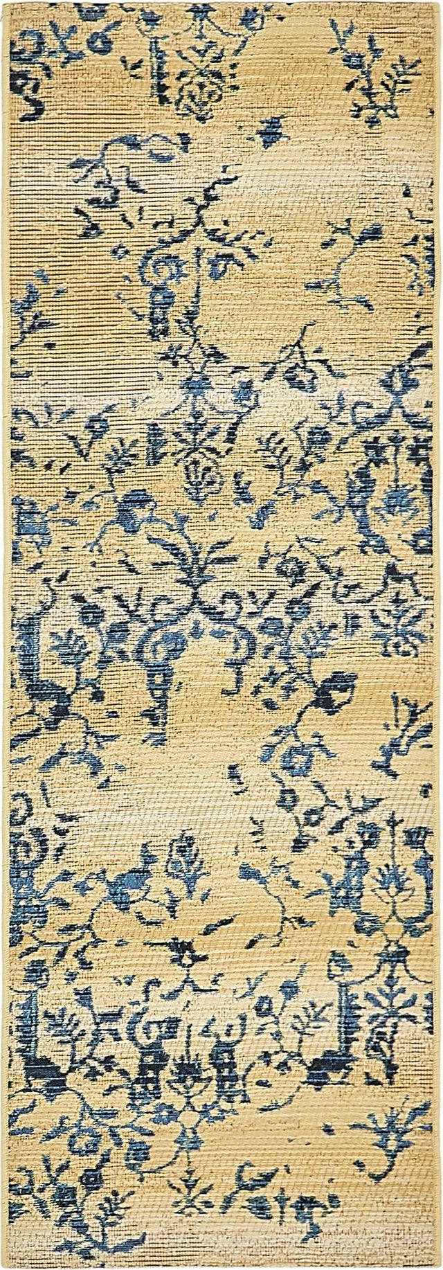 Beige 2' x 6' 1 Outdoor Botanical Runner Rug