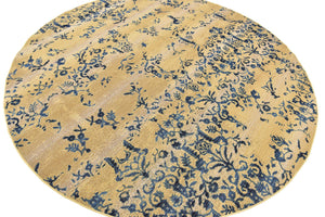 Beige 8' x 8' Outdoor Botanical Round Rug