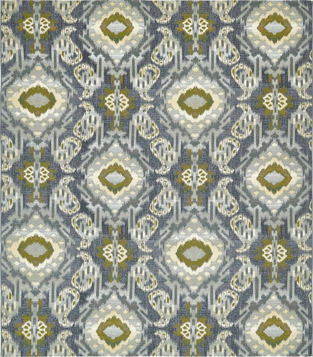 Blue 10' x 12' 2 Outdoor Modern Rectangle Rug