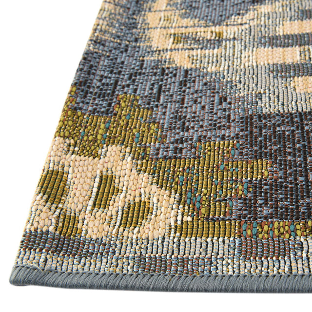 Blue 2' x 5' Outdoor Modern Runner Area Rug Weather Resistant for Patio, Deck, Terrace, Balcony, Porch 100% Polypropylene Modern Outside Carpet for Sale at Rug Engine