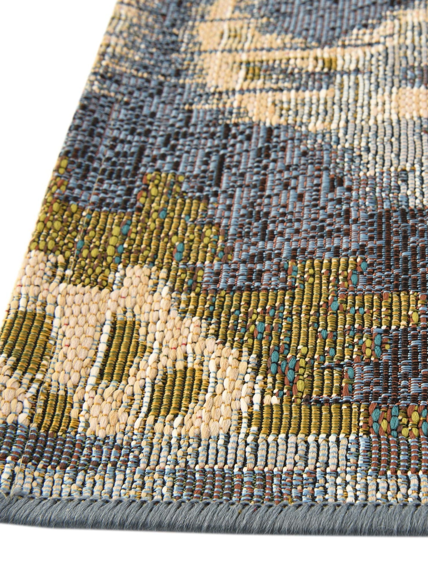 Blue 2' 7 x 12' Outdoor Modern Runner Area Rug Weather Resistant for Patio, Deck, Terrace, Balcony, Porch 100% Polypropylene Modern Outside Carpet for Sale at Rug Engine