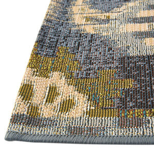 Blue 2' 7 x 12' Outdoor Modern Runner Area Rug Weather Resistant for Patio, Deck, Terrace, Balcony, Porch 100% Polypropylene Modern Outside Carpet for Sale at Rug Engine
