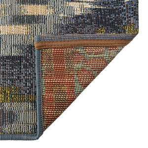 Blue 2' 7 x 9' Outdoor Modern Runner Area Rug Weather Resistant for Patio, Deck, Terrace, Balcony, Porch 100% Polypropylene Modern Outside Carpet for Sale at Rug Engine