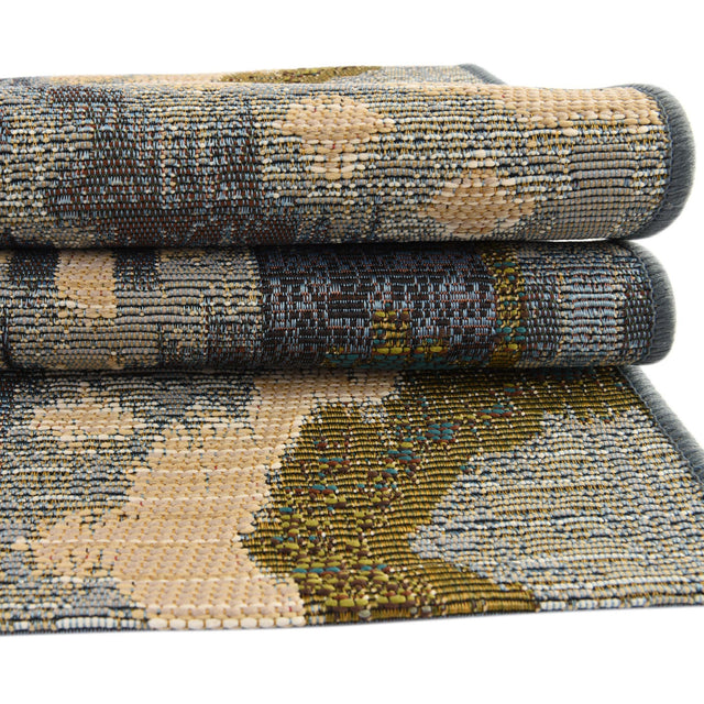 Blue 2' x 5' Outdoor Modern Runner Area Rug Weather Resistant for Patio, Deck, Terrace, Balcony, Porch 100% Polypropylene Modern Outside Carpet for Sale at Rug Engine