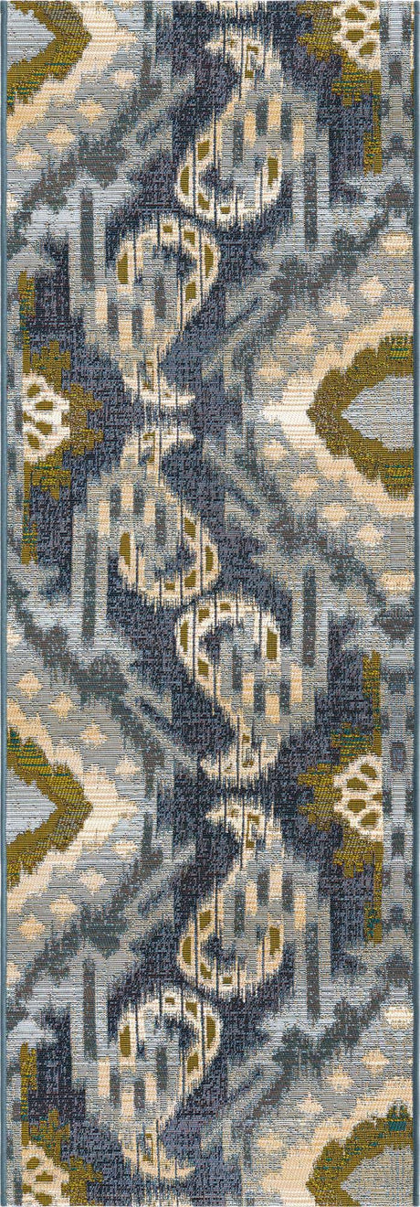 Blue 2' x 6' 1 Outdoor Modern Runner Rug