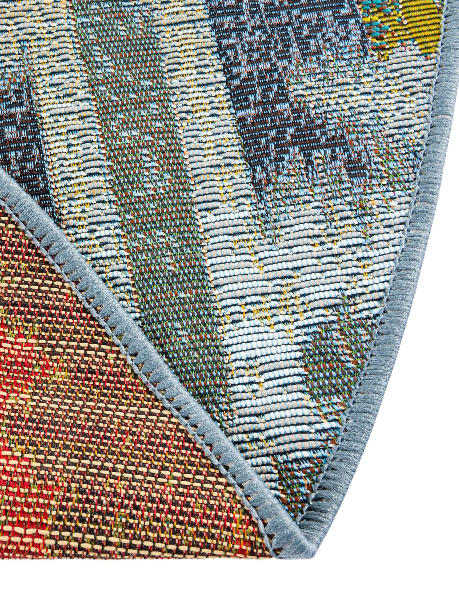 Blue 2' 7 x 2' 7 Outdoor Modern Round Area Rug Weather Resistant for Patio, Deck, Terrace, Balcony, Porch 100% Polypropylene Modern Outside Carpet for Sale at Rug Engine