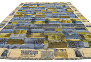 Blue 10' x 12' 2 Outdoor Modern Rectangle Rug