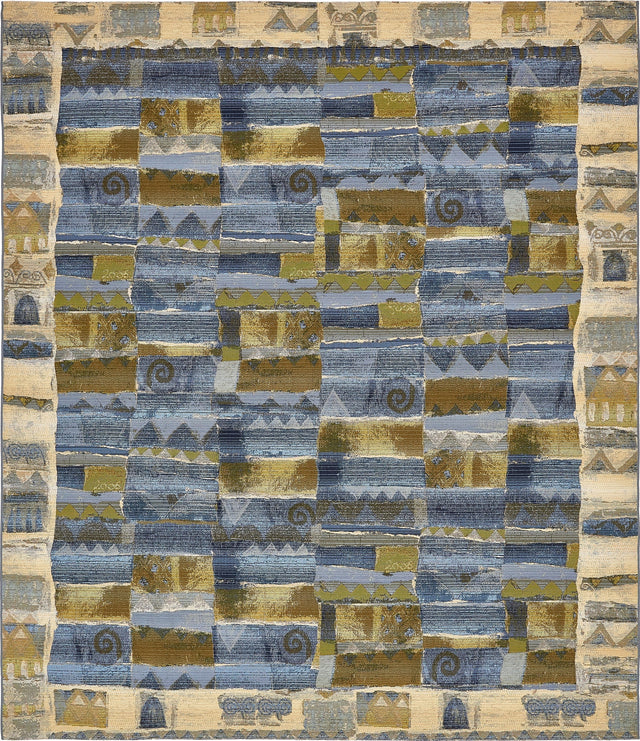 Blue 10' x 12' 2 Outdoor Modern Rectangle Rug