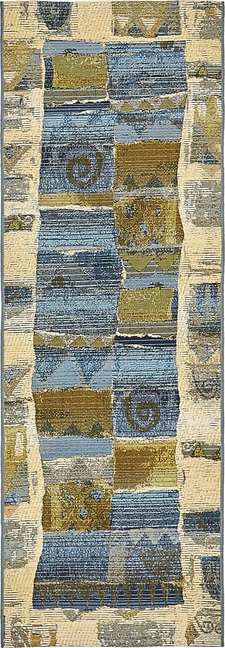 Blue 2' x 6' 1 Outdoor Modern Runner Rug