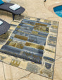 Blue 10' x 12' 2 Outdoor Modern Rectangle Rug