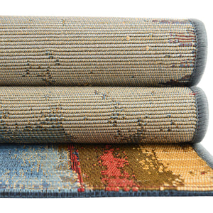 Multicolor 2' 7 x 7' Outdoor Modern Runner Area Rug Weather Resistant for Patio, Deck, Terrace, Balcony, Porch 100% Polypropylene Modern Outside Carpet for Sale at Rug Engine