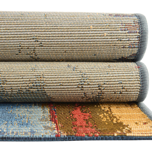 Multicolor 2' 7 x 7' Outdoor Modern Runner Area Rug Weather Resistant for Patio, Deck, Terrace, Balcony, Porch 100% Polypropylene Modern Outside Carpet for Sale at Rug Engine
